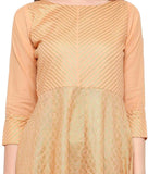 Orange Polyester Anarkali Foil Print Kurti