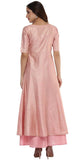 Pink Silk Anarkali Foil Print Kurti