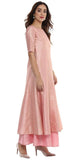Pink Silk Anarkali Foil Print Kurti