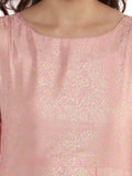 Pink Silk Anarkali Foil Print Kurti