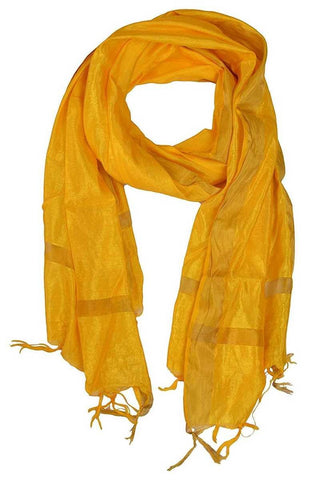 Gold Banarasi Silk Hand Block Printed Dupatta