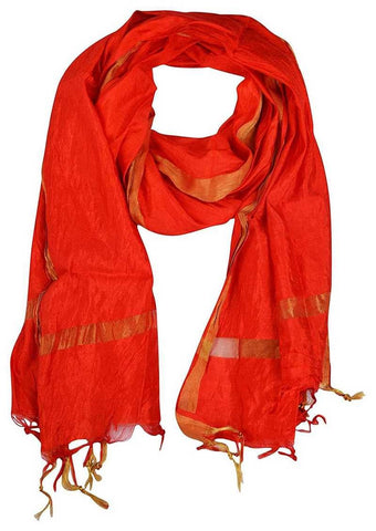 Red Banarasi Silk Hand Block Printed Dupatta