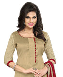 Beige and Maroon Color Chanderi Embroidered Straight Cut Salwar Suit