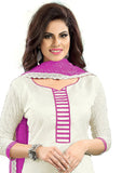 Off white and purple Color Chanderi Embroidered Straight Cut Salwar Suit