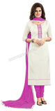 Off white and purple Color Chanderi Embroidered Straight Cut Salwar Suit