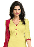 Yellow and maroon Color Chanderi Embroidered Straight Cut Salwar Suit
