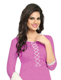 Pink and white Color Chanderi Embroidered Straight Cut Salwar Suit