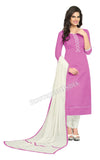 Pink and white Color Chanderi Embroidered Straight Cut Salwar Suit