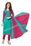 Turquoise Embroidered Patch worked Cotton Straight Cut Salwar Suit