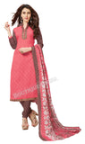 Light pink Embroidered Patch worked Cotton Straight Cut Salwar Suit