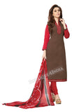 Brown Embroidered Patch worked Cotton Straight Cut Salwar Suit