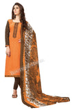 Orange Embroidered Patch worked Cotton Straight Cut Salwar Suit