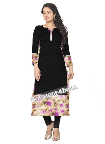 Black and purple Crepe Casual wear Printed Kurti