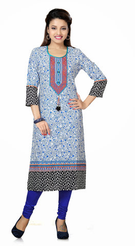 Elegant fabric and print contrast in Blue and Orange - Boutique4India Inc.