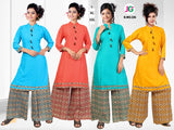 Turquoise Rayon Printed Kurti With Palazzo