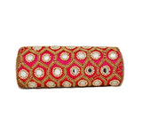 Pink color Dupion Silk Clutch Bag with beads and Stone work