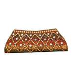 Multicolor Dupion Silk Clutch Bag with beads  and Brocade Fabric1 - Boutique4India Inc.