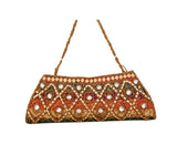 Multicolor Dupion Silk Clutch Bag with beads  and Brocade Fabric1 - Boutique4India Inc.