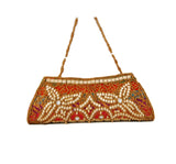 Multicolor  Dupion Silk Clutch Bag with beads  and Brocade Fabric2 - Boutique4India Inc.