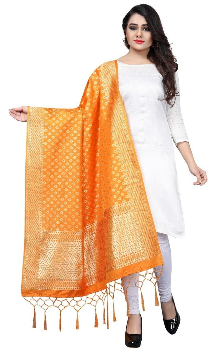 Orange Banarasi Art Silk Dupatta