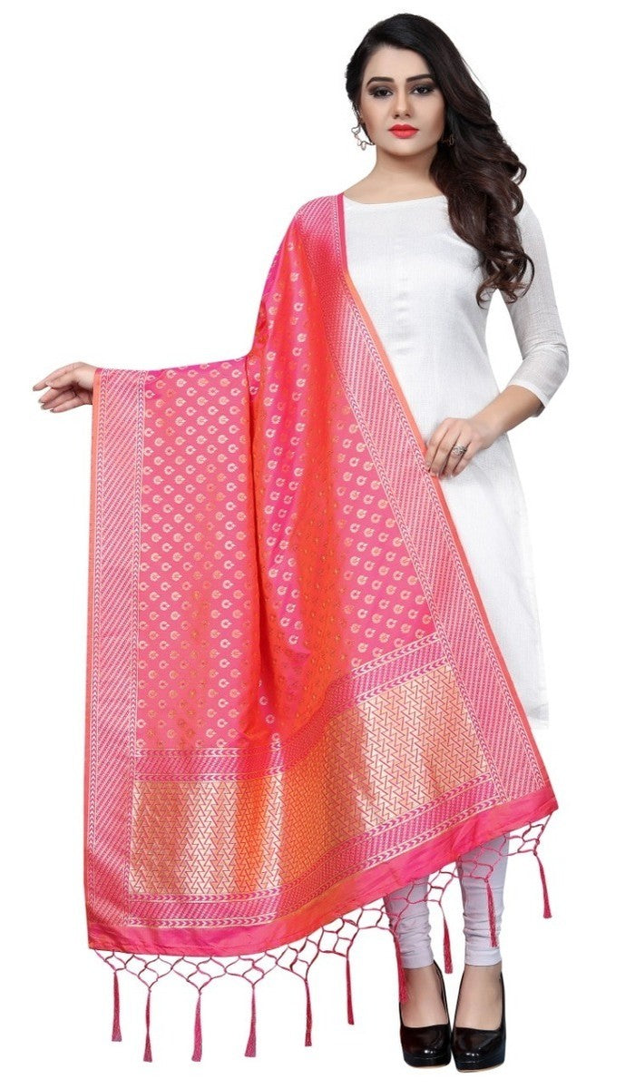 Pink Banarasi Art Silk Dupatta