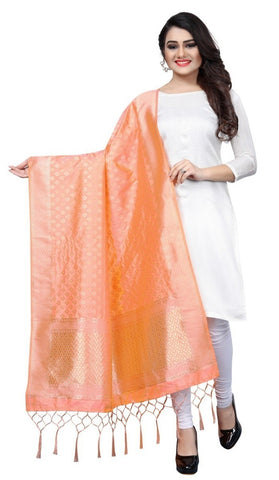 Peach Banarasi Art Silk Dupatta