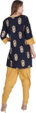 Blue Rayon Straight Printed Kurti With Dhoti