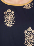 Blue Rayon Straight Printed Kurti With Dhoti