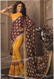 Soft Embroidered Georgette Designer Saree in Vivid Orange Color