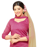 Magenta Color Chanderi Embroidered Straight Cut Salwar Suit
