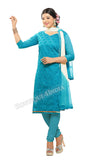 Sky Blue Color Chanderi Embroidered Straight Cut Salwar Suit