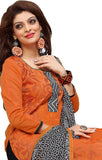 Orange Color Chanderi Embroidered Straight Cut Salwar Suit