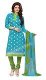 Light Blue Color Chanderi Embroidered Straight Cut Salwar Suit
