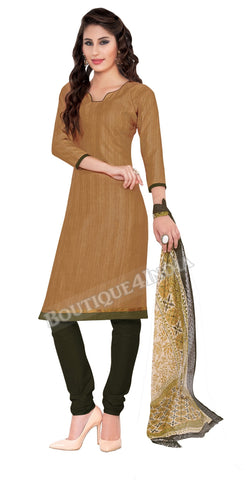 Light brown Color Khadi printed Straight Cut Salwar Suit