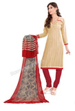 Beige color Khadi printed Straight Cut Salwar Suit