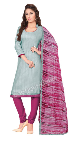 Light Grey Color Khadi printed Straight Cut Salwar Suit