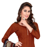 Dark Brown Color Khadi material Straight Cut Salwar Suit