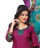 Strawberry and black Color Cotton Straight Cut Salwar Suit