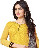 Yellow Color Chanderi Embroidered Straight Cut Salwar Suit