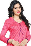 Pink and purple Color Chanderi Embroidered Straight Cut Salwar Suit