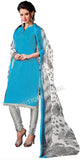 Sky Blue Color Chanderi Straight Cut Salwar Suit