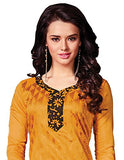 Amber and brown Color Chanderi Straight Cut Salwar Suit