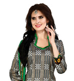 Dark grey and green Color Bahagalpuri Silk Straight Cut Salwar Suit