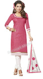 Pink Color Chanderi Embroidered designer Straight Cut Salwar Suit