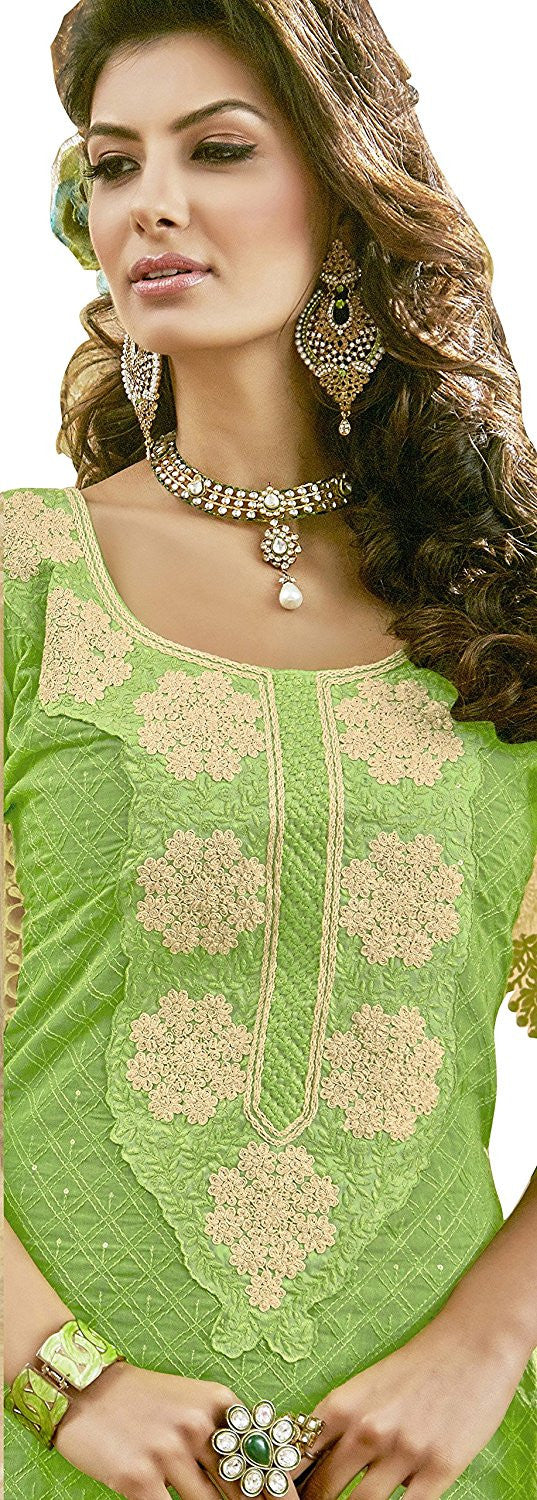 Cotton Silk Bright Kelly Green Embroidered Salwar Kameez – Heritage India  Fashions