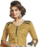 Amber Color Chanderi Embroidered designer Straight Cut Salwar Suit