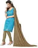 Sky Blue Color Chanderi Embroidered designer Straight Cut Salwar Suit