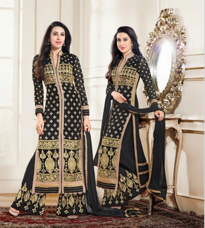 Salwar - Heavy Work Designer Wedding Collection - Black And Gold Grand And Graceful Heavy Embroidery And Lace Work Unique Collection For Party / Wedding / Festival / Special Occasion - Boutique4India Inc.
