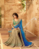 Sarees - Blue And Green Family And Golden Stunning Bridal Designer Collections - Wedding / Party / Bridal - Boutique4India Inc.