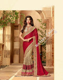 Sarees - Maroon And Golden Stunning Bridal Designer Collections - Wedding / Party / Bridal - Boutique4India Inc.